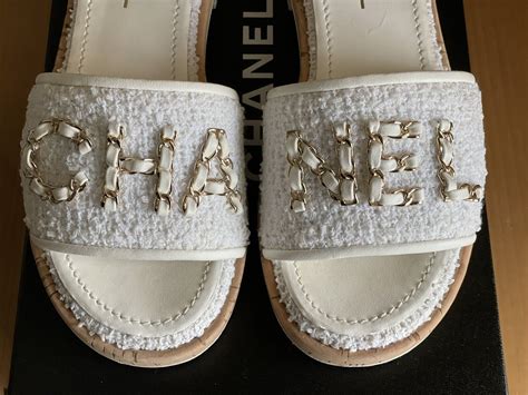 chanel slides white|chanel slides cheap.